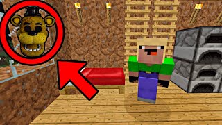ПИЦЦЕРИЯ ФНАФ У НУБА ПОД КРОВАТЬЮ В МАЙНКРАФТ НУБ ПРЫГНУЛ В ЯМУ FNAF MINECRAFT Мультик