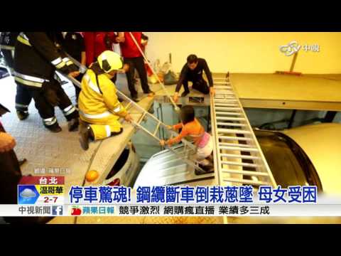 "啊...救命" 疑鋼纜斷母女車墜停車場│中視新聞20161219