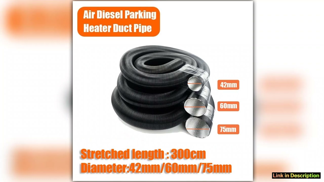300cm Stretched Length Air Diesel Parking Heater Duct Ducting Pipe Hose Black For Car Camper Carava