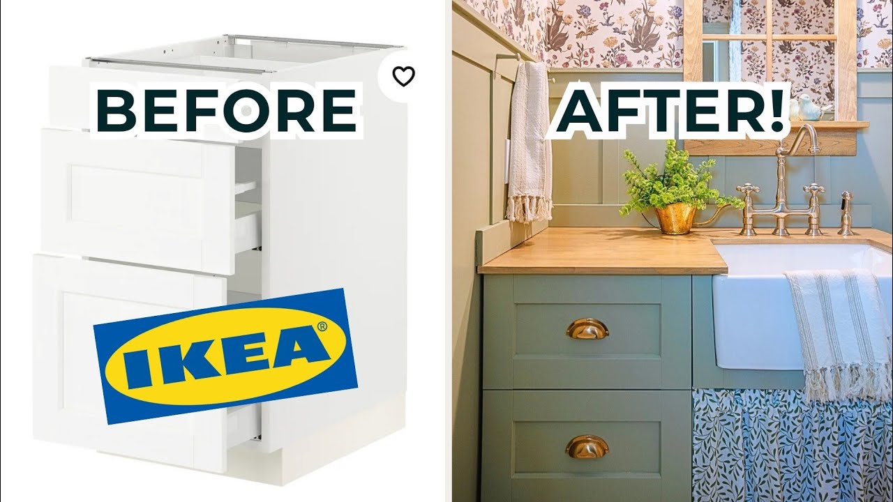 We Created a Cozy Cottage Bathroom Using an IKEA *Kitchen* Cabinet Hack!