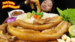 Eating Spicy Braised Pork Curry With Rice, Pork Belly Mukbang, Nepali Mukbang, Eating Show