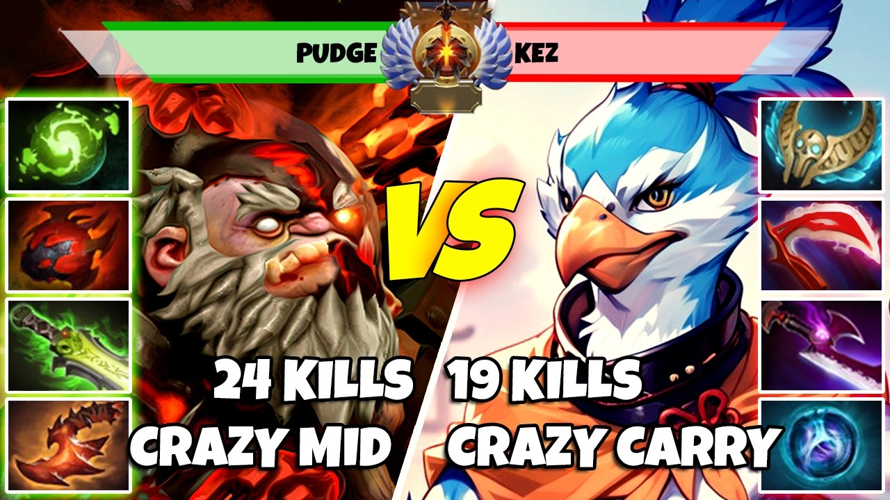 PUDGE (мид) против KEZ (керри) - Эпическая битва игроков Dota 2 божественного ранга - Z Dota 2