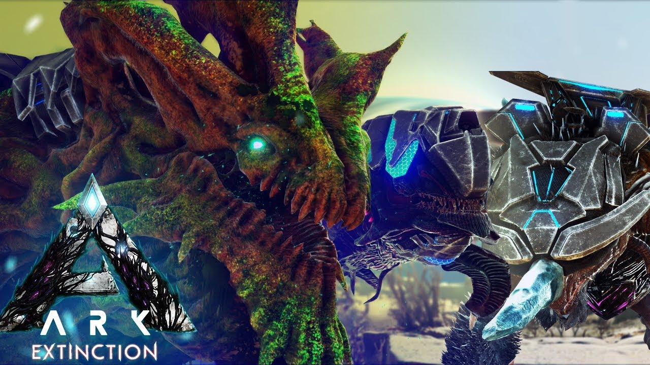 skelet utilgivelig at lege ARK Extinction - ALL TITAN KAIJU & TITAN BATTLES! - All Ark Extinction  Bosses & Showcase - Gameplay - YouTube