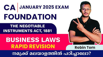 CA FOUNDATION BUSINESS LAWS Negotiable Instruments Act, 1881 Rapid Revision CHAPTER 7 In Malayalam