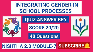 Integrating gender in school processes quiz answer key/Nishtha module 7(40answers)/#nishthamodule7