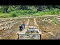 Ana used PVC pipe and white net to make a fish trap in the stream. Luckily, she caught a lot of fish