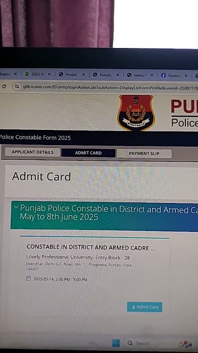Punjab Police Constable Admit Card Download With Proof
