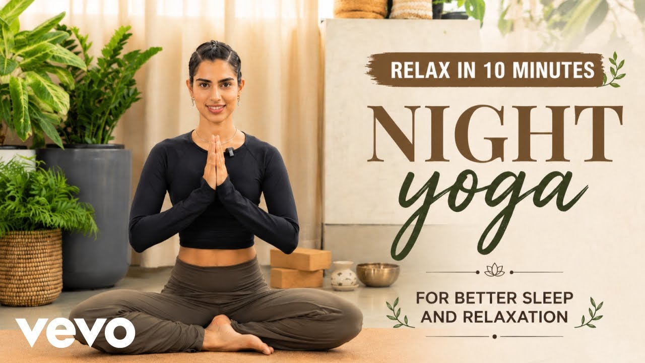 10 Min Yoga (Video) for Deep Sleep | Bedtime Routine for Stress Relief ...