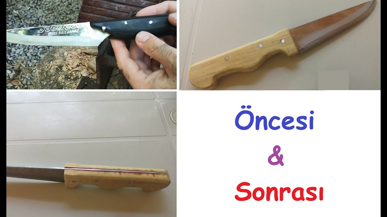 Ceviz ağacından tek parça bıçak sapı yapımı