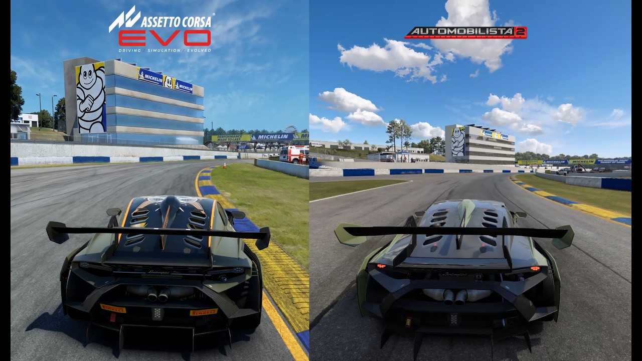 ASSETTO CORSA EVO VS AUTOMOBILISTA 2 GRAPHICS SHOWDOWN: LAMBORGHINI HURACAN GT3 AT ROAD ATLANTA