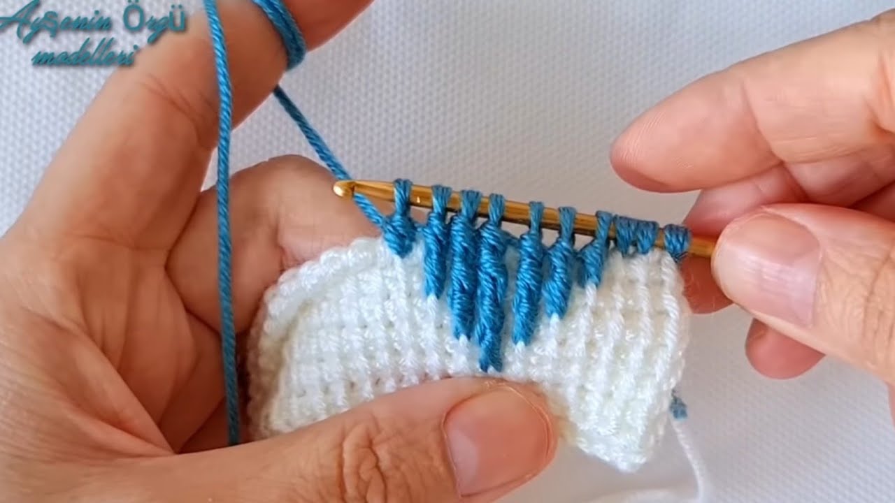 Tunus işi muhteşem Ekose örgü modeli