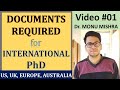 Documents to prepare for International PhD Application || International PhD || by Monu Mishra