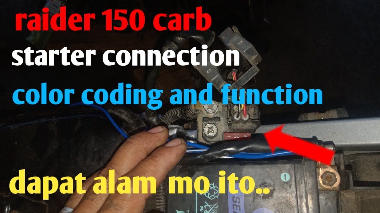 raider 150 starter relay connection, color coding and function.. dapat kabisado mo ito,,,