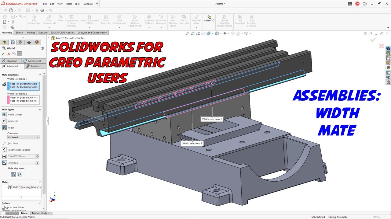 Width Mate in SolidWorks Assemblies - YouTube