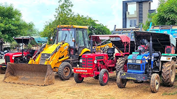 Tractor Stuck in Seep Mud Load Trolley | Eicher 480 | Mahindra 575 | Massey 241 with JCB 3dx Machine