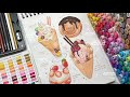 Draw with me  sweet desserts illustrations using alcoholbased markers and colored pencils 