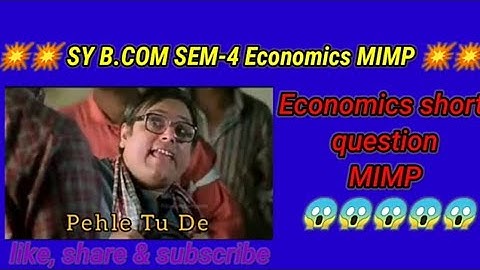 S.Y.B.Com, Sem-4, Economics 💥💥 MOST IMP QUESTIONS 💥💥 💯💯💯💯