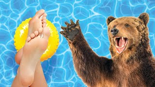 Bear Gets Friendly With Sleeping Mans Feet