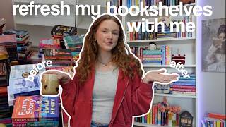 organize my bookshelves with me 🫧📚🕯️+ bookshelf tour