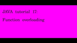 Famous JAVA tutorial 17 function overloading Wealth
