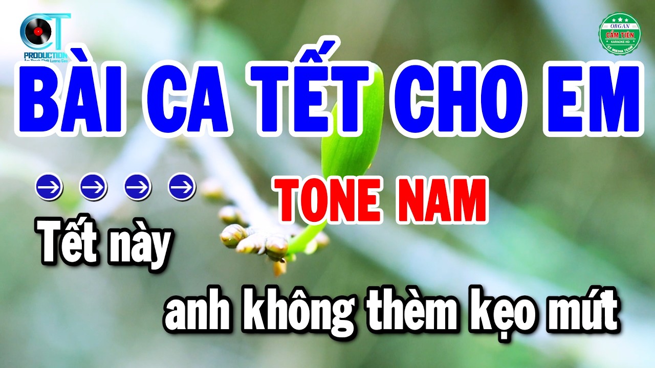 Karaoke Bài Ca Tết Cho Em Tone Nam Nhạc Xuân Chuẩn Nhất 2026 | Cẩm Tiên Organ