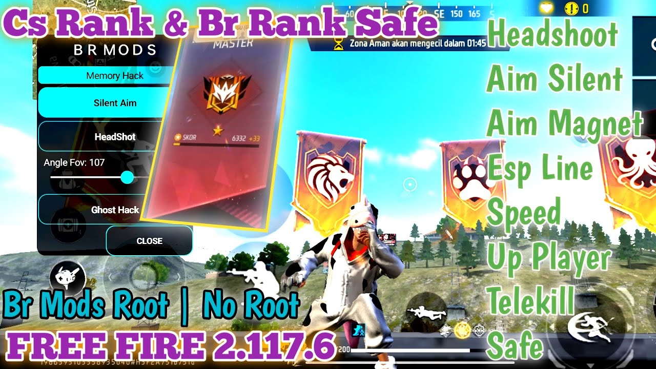 NEW FREE FIRE 2.117.6 LATEST FEATURES BR MODS MENU FULL SAFE BR RANK AIM MAGNET LET'S GO GRANDMASTER
