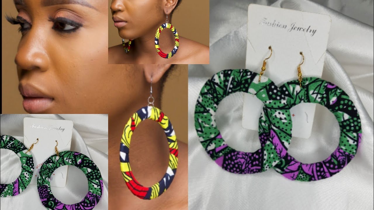 СЕРЬГИ ИЗ ТКАНИ С АФРИКАНСКИМ ПРИНТОМ своими руками. Как сделать серьги-кольца в стиле Анкара. 