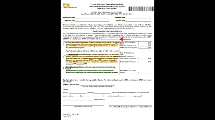Florida Retirement System DROP Payout (DP-PAYT) Fo...