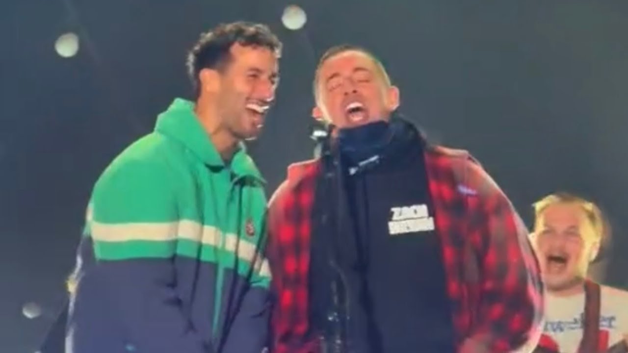Daniel Ricciardo sings at Zach Bryan concert in ‘crossover of the century’