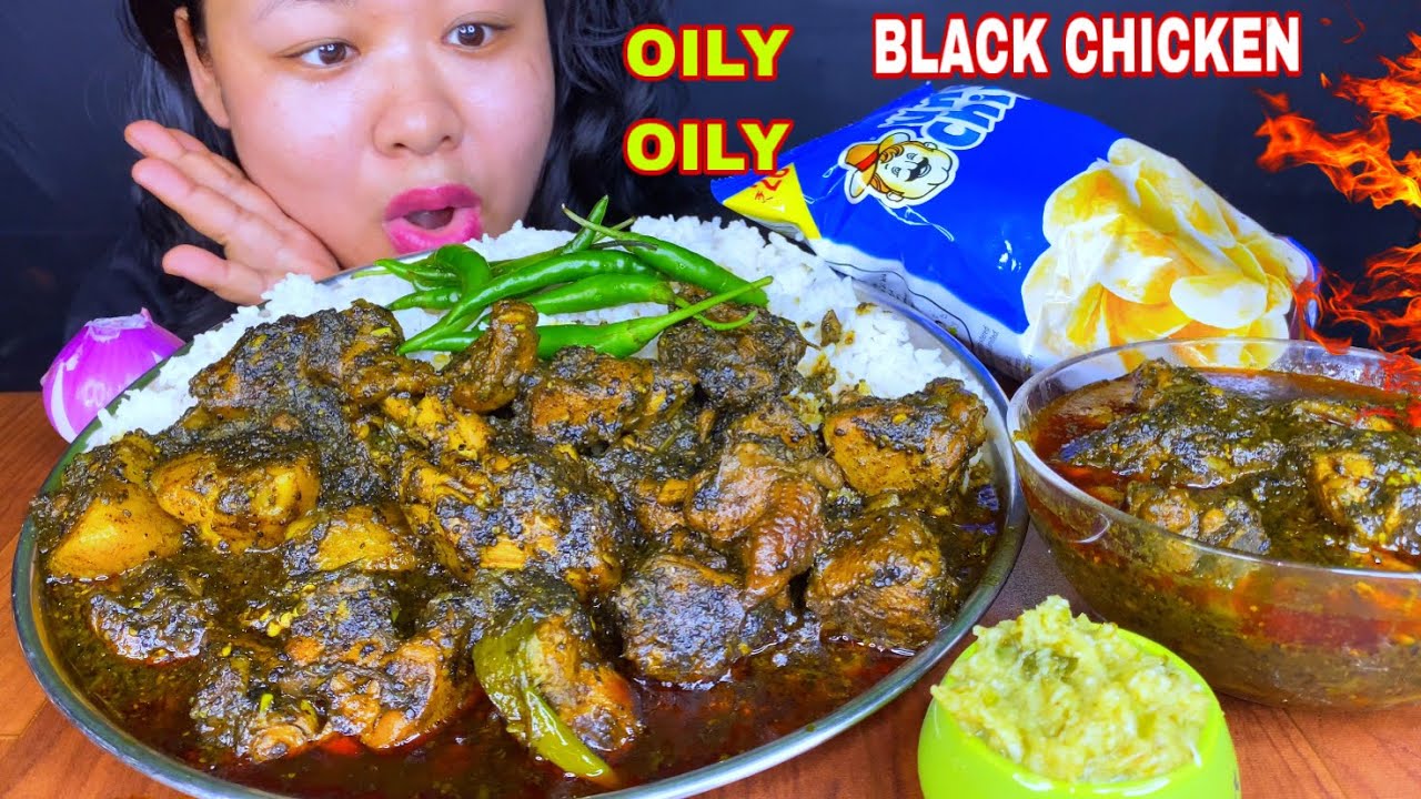 EATING OILY OILY KALA SPICY CHICKEN CURRY WITH RICE MUKBANG ASMR 