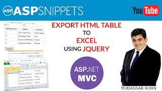 Export HTML Table to Excel using jQuery in ASP.Net MVC