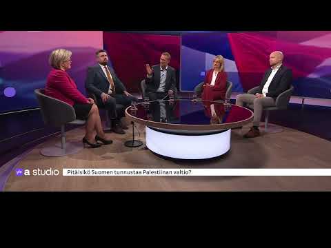 Tynkkynen hermostuu toimittajan kysymykseen. YLE TV1 A-Studio Palestiina tunnustaminen. 22.09.2025