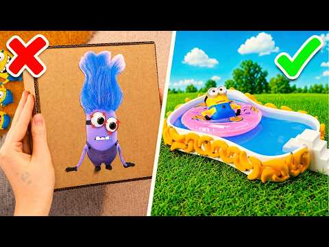 DIY Summer Pool for Minions vs Cardboard Game *Cool Crafts & Fund DIYs*