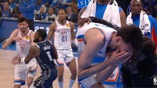 CHET HOLMGREN GETS SMACKED BY KYRIE IN FACE! IN TEARS AFTER GOING AT HIM & WHILE ON FLOOR!