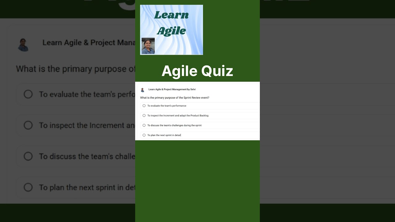 Primary purpose of Sprint review event? | Scrum Master Interview Questions | Agile Quiz