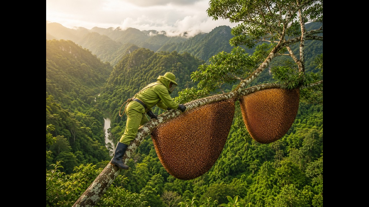 extreme wild honey hunt harvesting 2 honeycombs from a... Hunting for giant wild honeycombs using a combination of ancient and ...