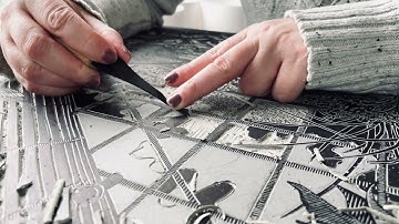 Green House Large Linocut Print