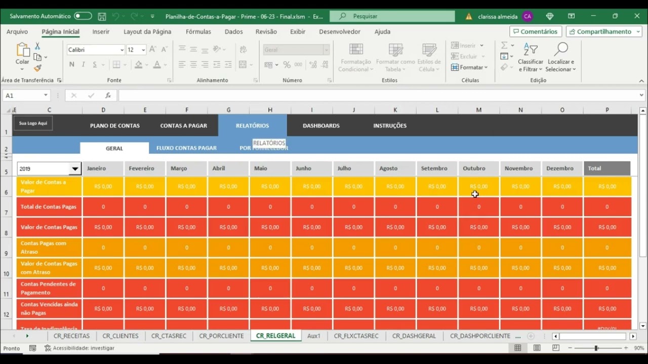 Planilha de Contas a Pagar 4.0