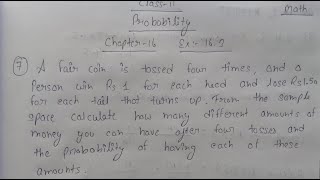 Class 11 || Chapter Probability Ex:-16.3 || Question no.7 Answer.