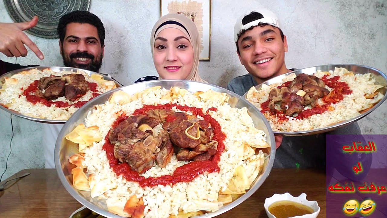 تحدى اكل( الفته المصريه بالخل والتوم) والعقاب لو عرفت تفكه😂