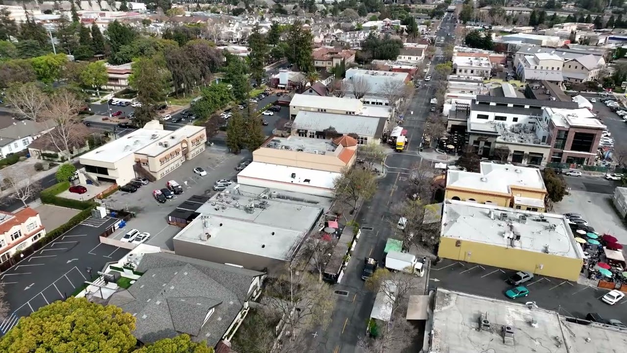 Downtown Campbell , 4K drone flyover