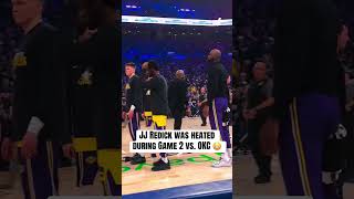 JJ Redick showed frustration after being called for a tech in Game 2 vs. the Thunder 👀 #nba #lakers