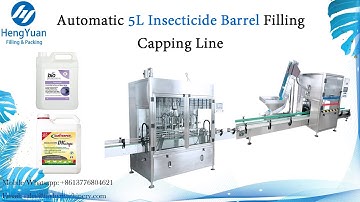 HYPF-5000S+HYXG-1A Automatic 5L Insecticide Barrel Filling Capping Line