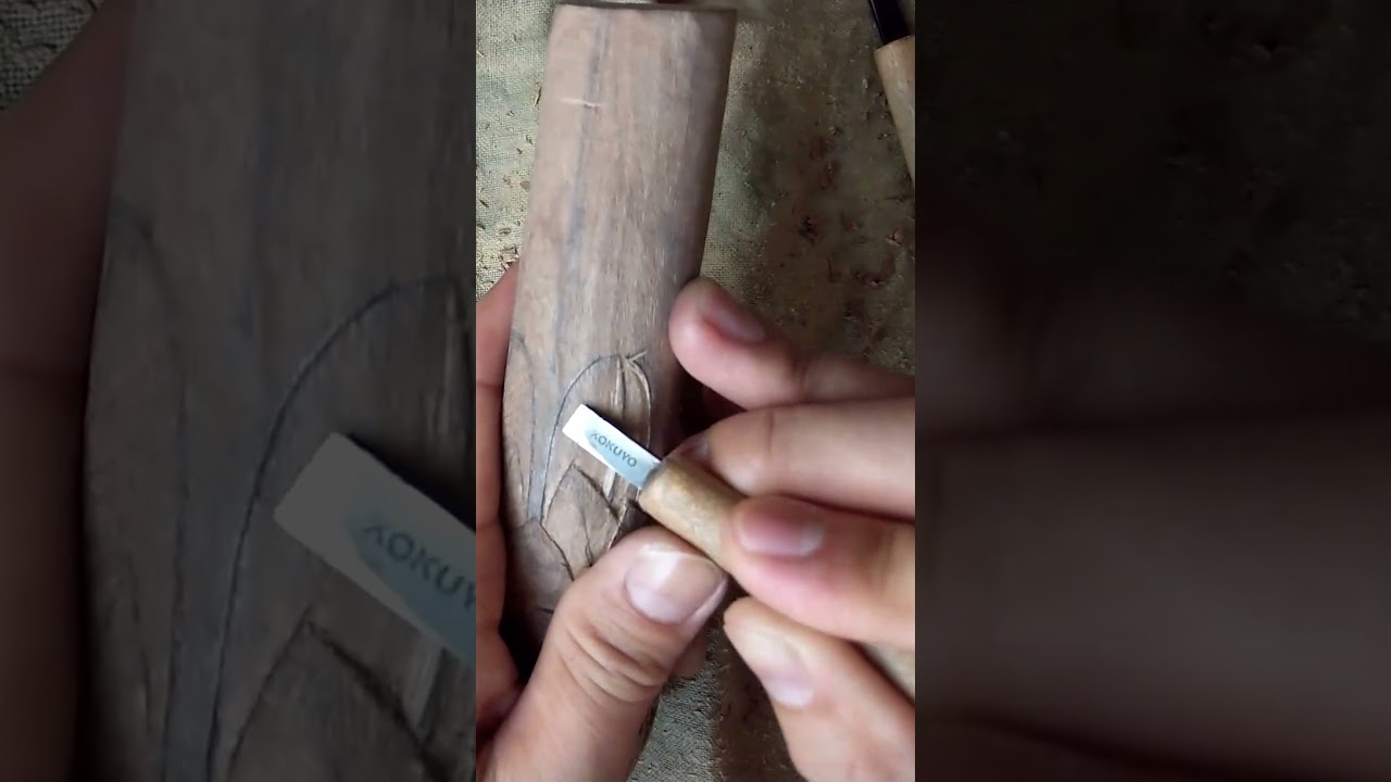 Knife handle wood carving 