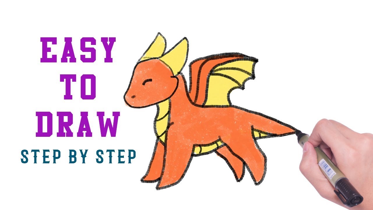 How To Draw A Dragon Easy Step By Step For Kids Youtube