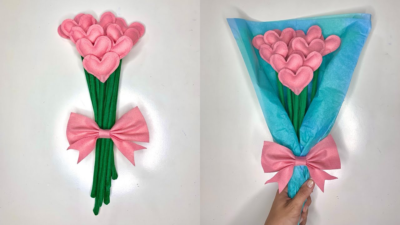 Buquê de corações em feltro 🩷