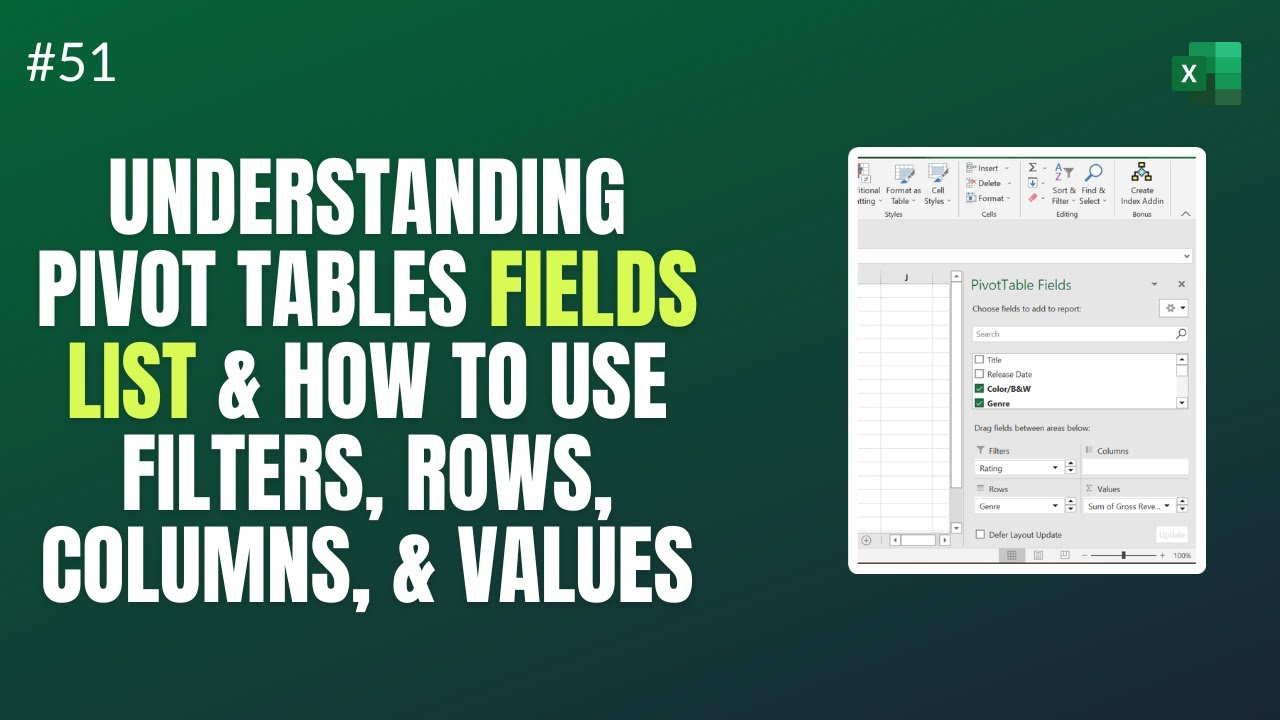 Understanding Pivot Tables Fields List & How to use Filters, Rows
