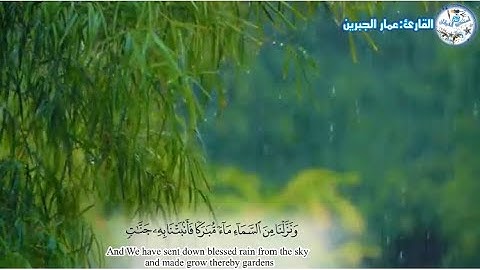 ﴿وَنَزَّلنا مِنَ السَّماءِ ماءً مُبارَكًا فَأَنبَتنا بِهِ جَنّاتٍ ...﴾ -  القارئ عمّار الجبرين