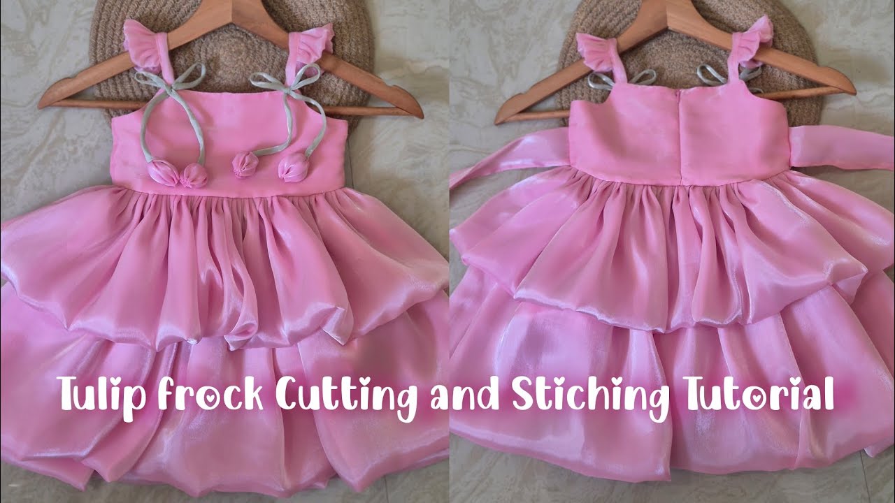 Trending Tulip flower Frock Cutting and Stiching Tutorial🌷 | Malayalam