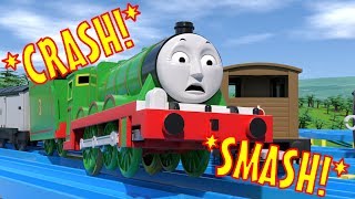 Tomica Thomas And Friends Slow Motion Crashes: Henry Smashes Into A Goods Train!